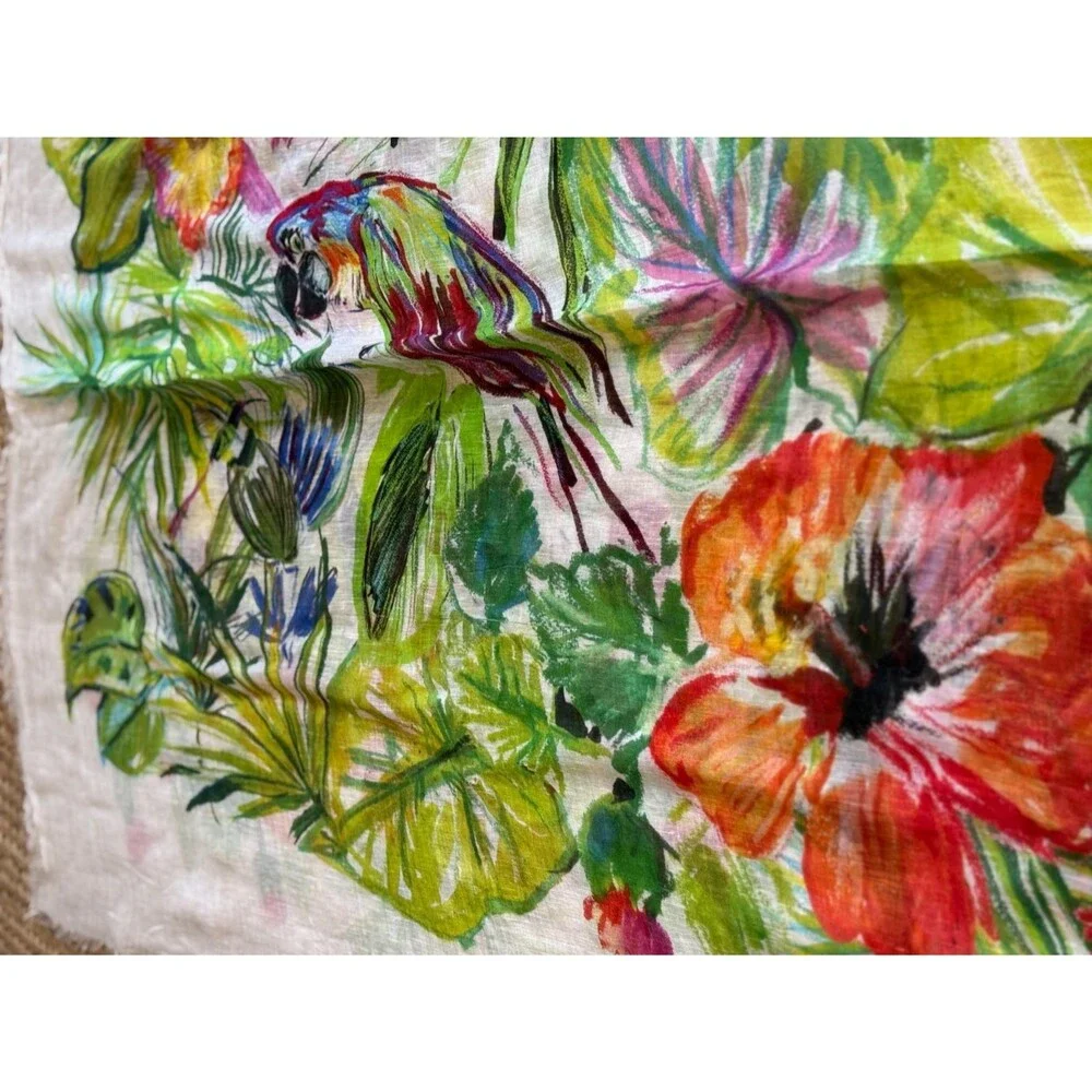 Franco Ferrari Italy Linen & Silk Stole Scarf Wrap Shawl Floral 50